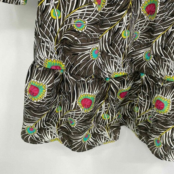 Liberty of London for Target Popover Blouse Women XS Peacock Feather Peplum Hem - Picture 8 of 8